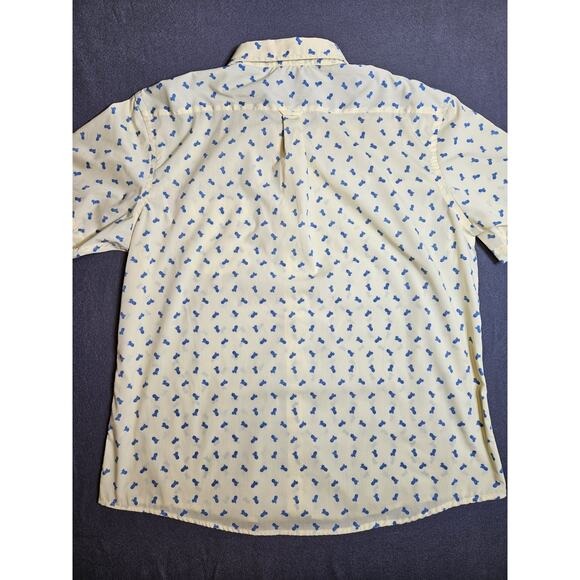 Izod Shirt Mens XXL Yellow Button Up Pineapple All Over Print Short Sleeve - Picture 7 of 7